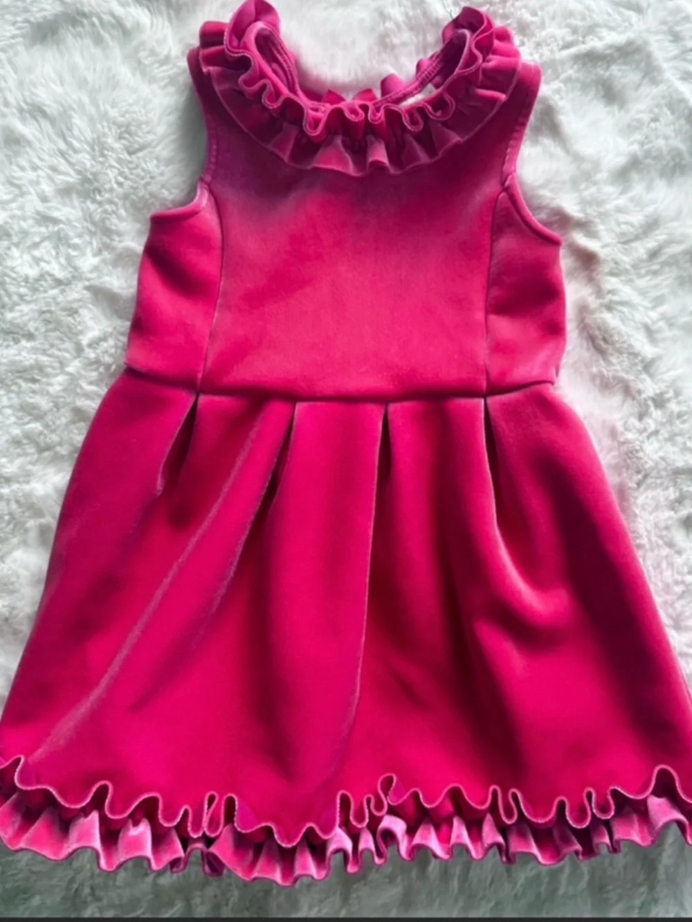 NWOT  Barbie Pink Velvet Ruffle Dress